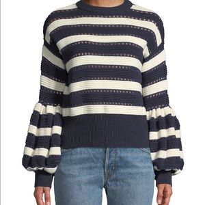 Self-Portrait balloon sleeve striped sweater